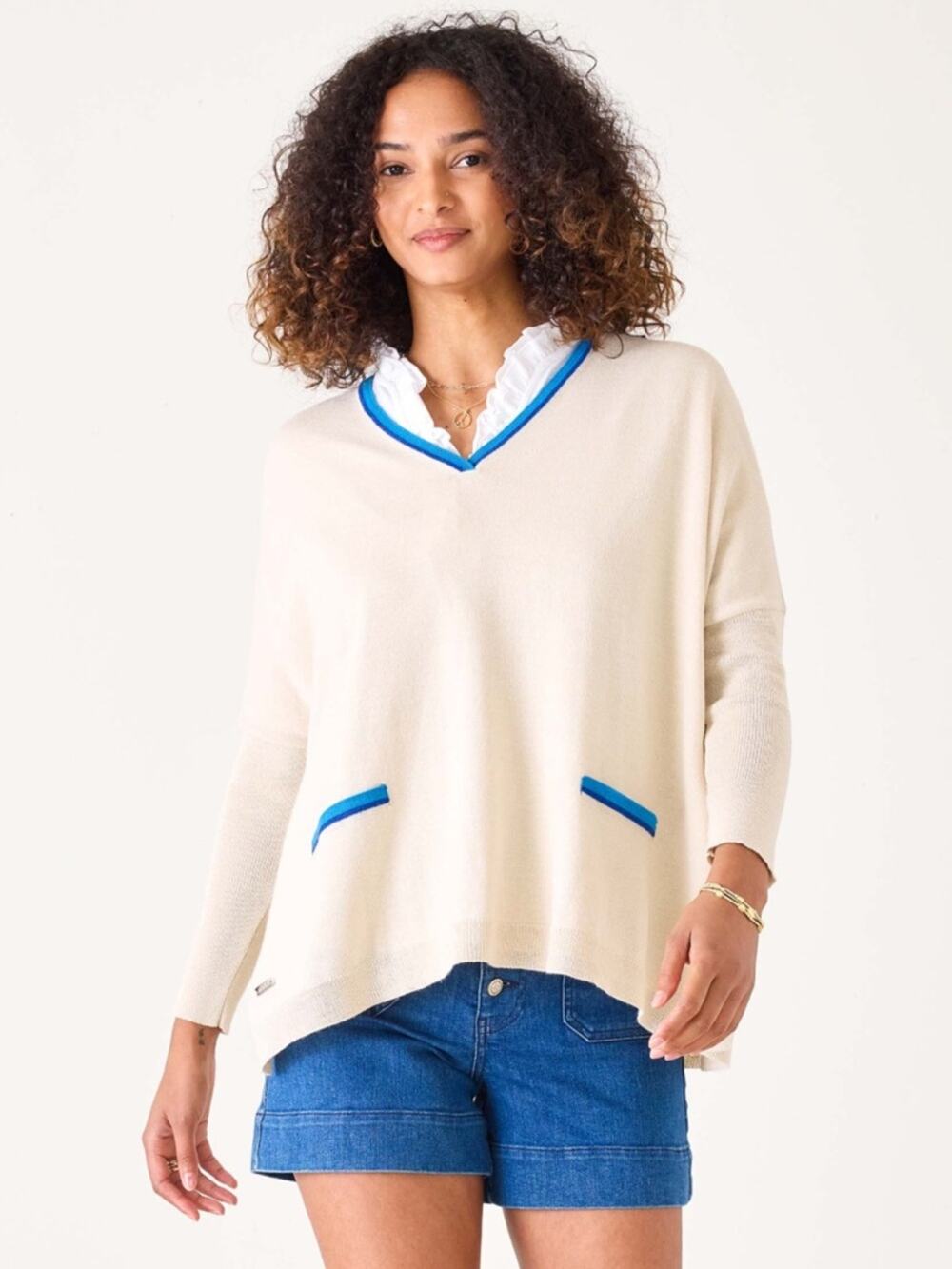 NWOT Mersea Catalina V-Neck Sweater
Cream‎ blue